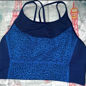 Women's Blue Patterned Sports Bra